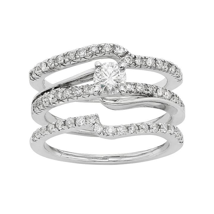 Igl Certified Diamond Engagement Ring Set In 14k White Gold (1 Carat T.w.), Women's, Size: 7