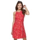 Juniors' Mudd&reg; Print Strappy Halter Dress, Girl's, Size: Medium, Med Pink