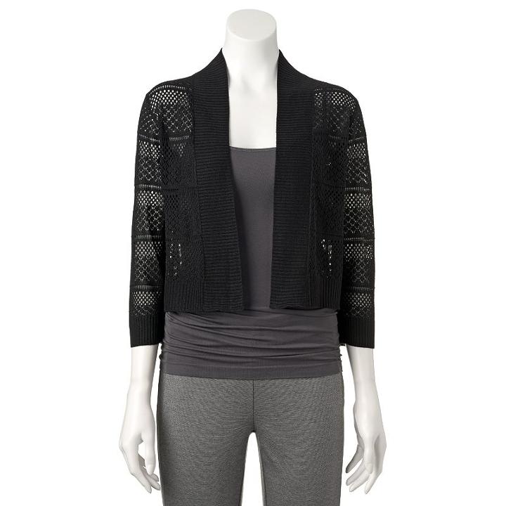 Women's Ronni Nicole Crochet Shrug, Size: Medium, Black
