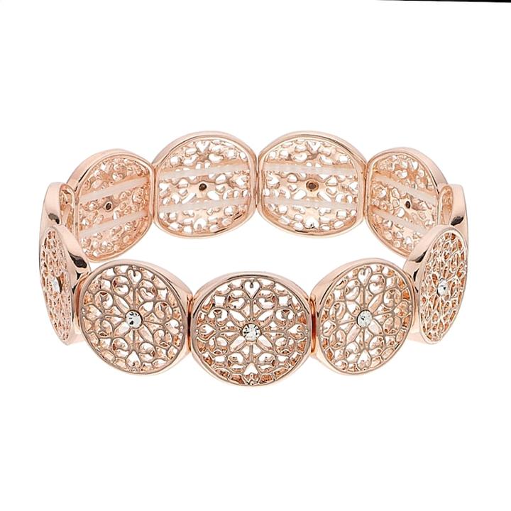 Lc Lauren Conrad Rose Gold Tone Filigree Bracelet, Women's, Light Red