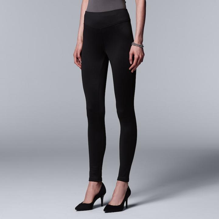 Simply Vera Vera Wang High Waist Fleece-lined Leggings, Women's, Size: Medium, Black