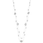 Silver Tone Beaded Long Multi Strand Necklace, Women's, Grey