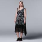 Plus Size Simply Vera Vera Wang Print Handkerchief Hem Dress, Women's, Size: 1xl, Oxford