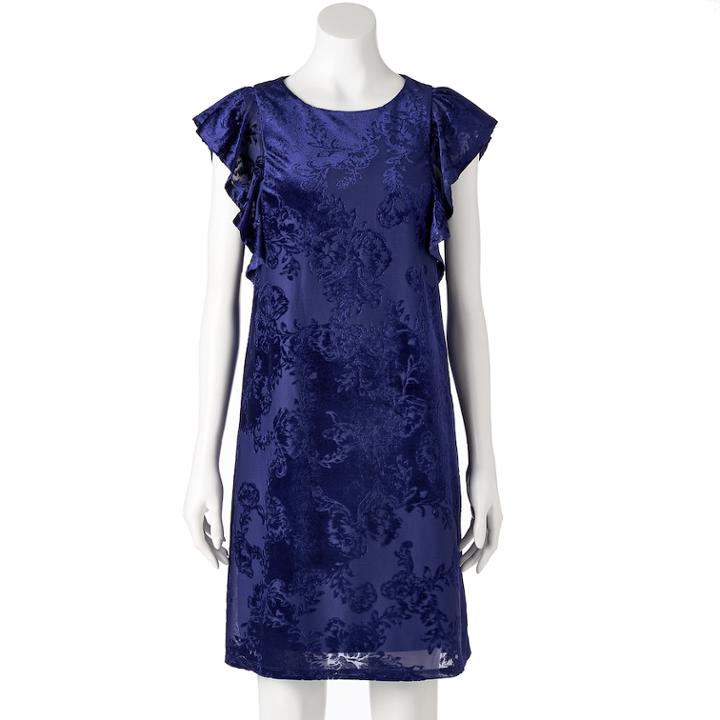 Women's Apt. 9&reg; Velvet Jacquard Shift Dress, Size: Xl, Dark Blue