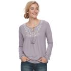 Women's Sonoma Goods For Life&trade; Embroidered Peasant Top, Size: Medium, Med Purple