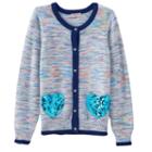 Girls 4-6x Design 365 Marled Sparkly Heart Cardigan, Girl's, Size: 6, Light Pink