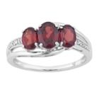 10k White Gold Garnet & Diamond Accent 3-stone Ring, Women's, Size: 7, Red