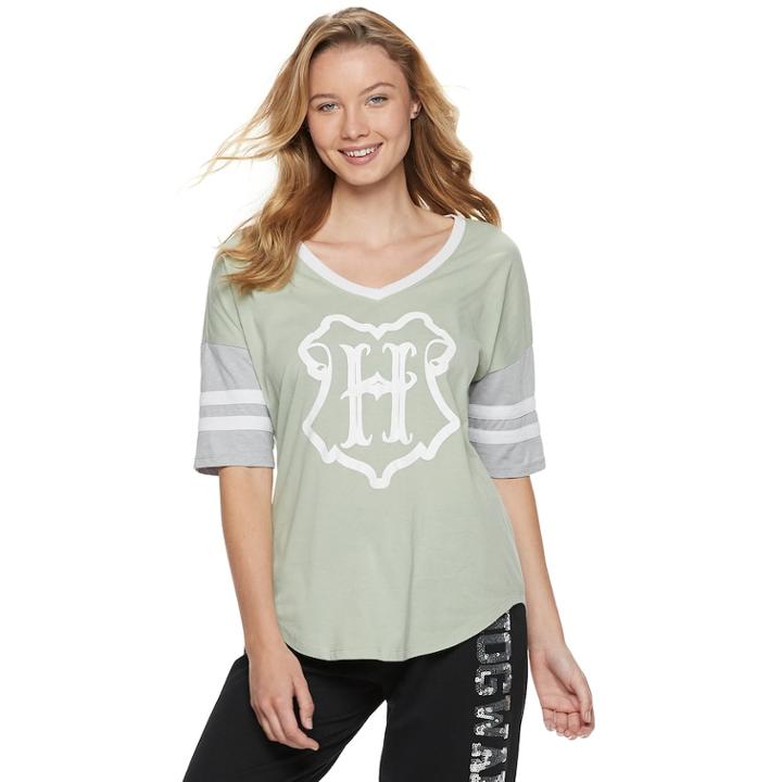 Juniors' Harry Potter Hogwarts Crest Football Graphic Tee, Teens, Size: Xs, Green