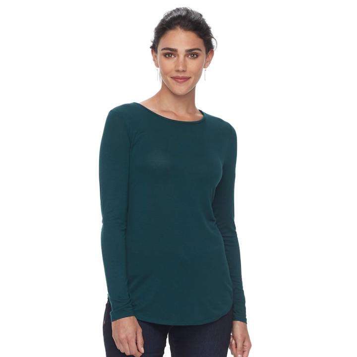 Petite Apt. 9&reg; Essential Crewneck Jersey Tee, Women's, Size: Xl Petite, Green