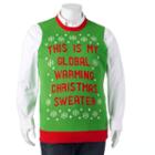 Big & Tall This Is My Global Warming Christmas Sweater Vest, Men's, Size: L Tall, Green