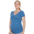 Maternity A:glow Essential Ruched V-neck Tee, Women's, Size: M-mat, Dark Blue