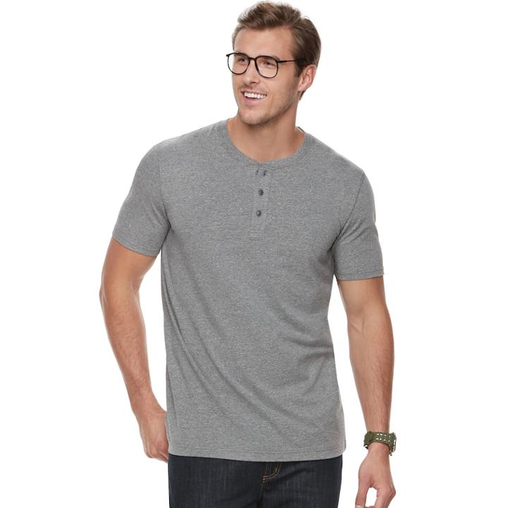 Big & Tall Sonoma Goods For Life&trade; Supersoft Stretch Henley, Men's, Size: 4xb, Dark Grey