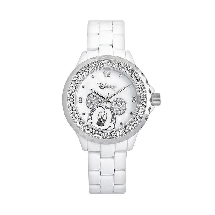 Disney's Mickey Mouse Peekaboo Women's Crystal Watch, White