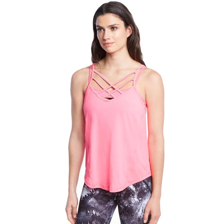 Women's Danskin Zen Cage Strappy Tank, Size: Xl, Light Red