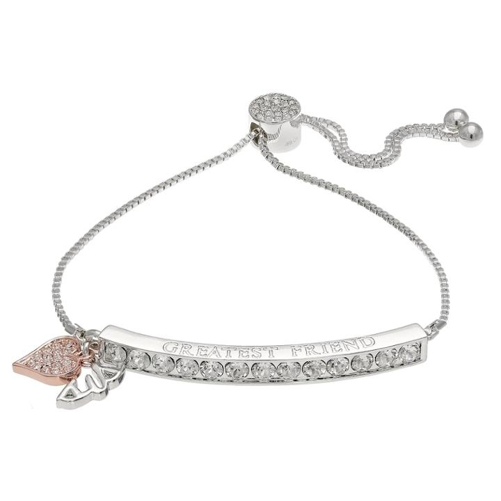 Brilliance Greatest Friend Adjustable Bracelet With Swarovski Crystals, Women's, White
