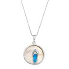 Sterling Silver Mother-of-pearl & Lab-created Blue Opal Flip-flop Disc Pendant, Women's, Size: 18