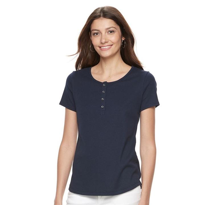 Women's Croft & Barrow&reg; Henley Tee, Size: Small, Blue