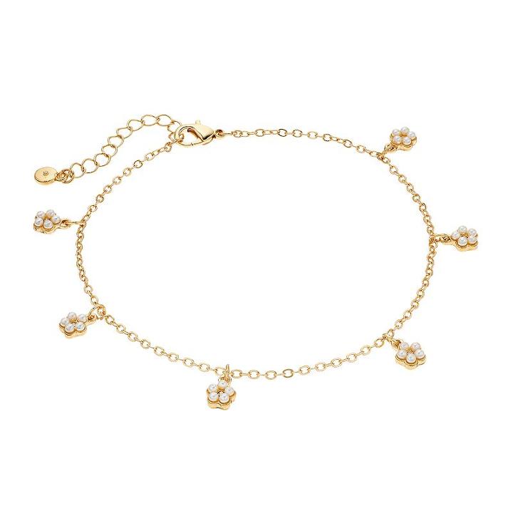 Lc Lauren Conrad Simulated Pearl Flower Charm Anklet, Women's, White Oth