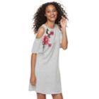 Juniors' Speechless Floral Appliqu Cold-shoulder Dress, Teens, Size: Small, Heather Gray