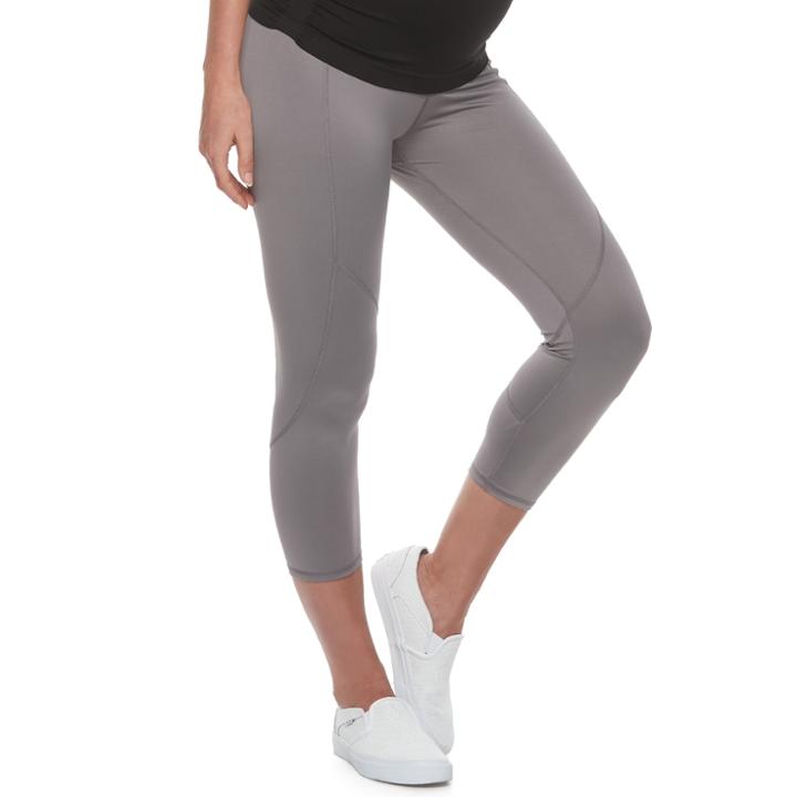 Maternity A:glow Belly Panel Workout Capri Leggings, Women's, Size: L-mat, Med Grey