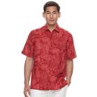 Men's Havanera Classic-fit Tropical Print Linen-blend Button-down Shirt, Size: Large, Red