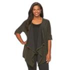 Plus Size Dana Buchman Roll-tab Mock-layered Top, Women's, Size: 2xl, Black