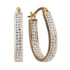 Chrystina 14k Gold Plated Crystal Inside Out U Hoop Earrings, Women's, White