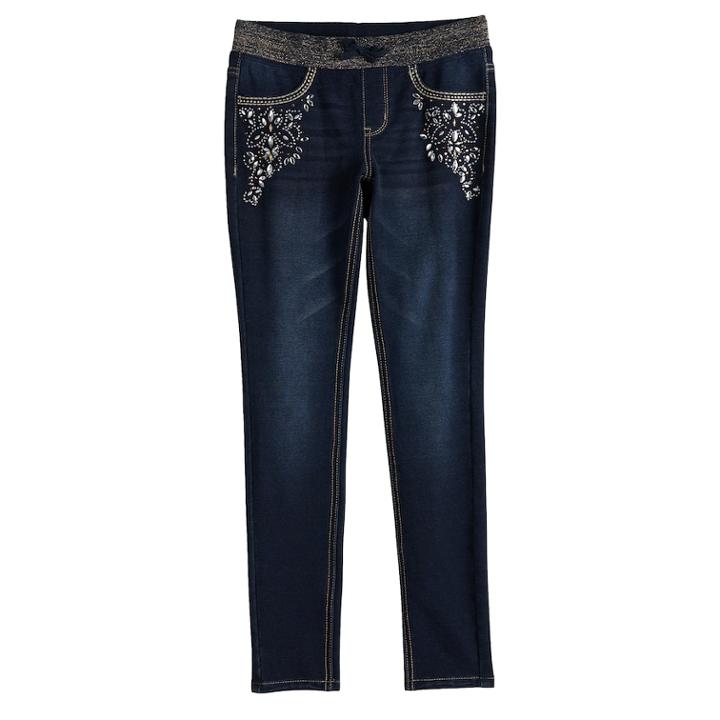 Girls 7-16 & Plus Size So&reg; Ribbed Waist Jeggings, Size: 8, Blue