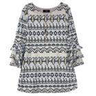 Girls 7-16 Iz Amy Byer Foil Tribal Pattern Ruffle Sleeve Dress With Necklace, Size: 7, A