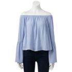 Juniors' Love, Fire Bell Sleeve Off Shoulder Top, Girl's, Size: Large, Blue