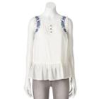 Women's Lc Lauren Conrad Embroidered Peplum Top, Size: Xl, White Oth