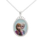 Disney Frozen Silver-plated Anna And Elsa Pendant Necklace, Women's, Size: 18, Grey
