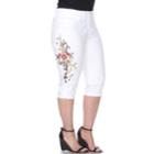Plus Size White Mark High Rise Floral Embriodery Capris, Women's, Size: 18 W