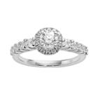 Round-cut Igl Certified Diamond Frame Engagement Ring In 14k White Gold (1 Ct. T.w.), Women's, Size: 7