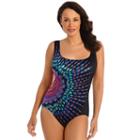 Women's Great Lengths Body Sculptor Printed One-piece Swimsuit, Size: 14, Bird Of Paradise