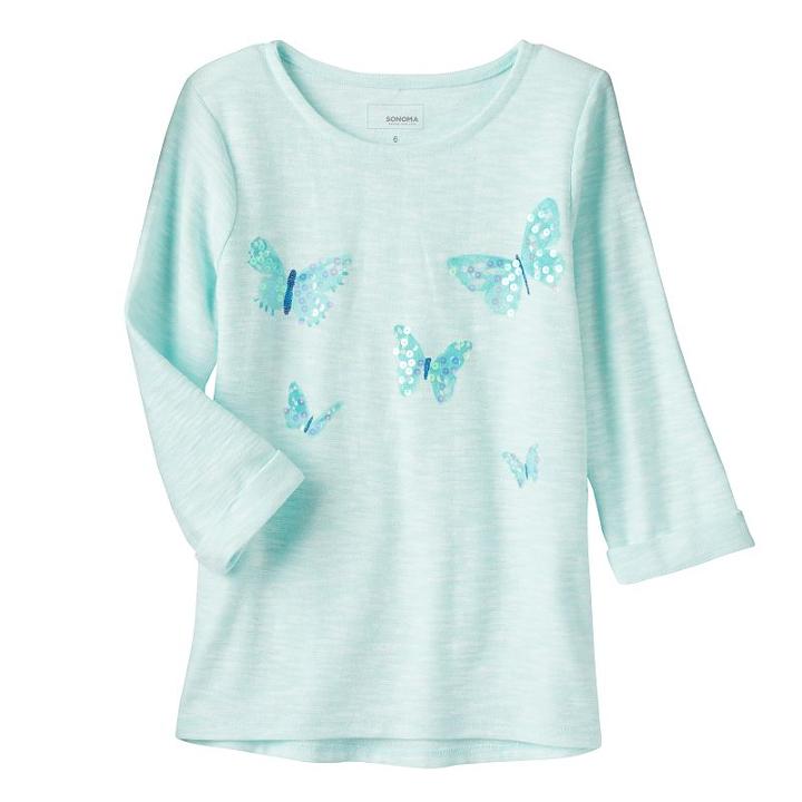 Girls 4-8 Sonoma Goods For Life&trade; Slubbed Graphic Tee, Girl's, Size: 6x, Turquoise/blue (turq/aqua)