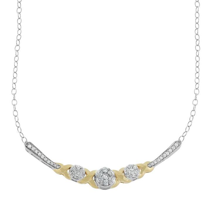 1/2 Carat T.w. Diamond 10k Gold Two Tone Xo Necklace, Women's, Size: 18, White