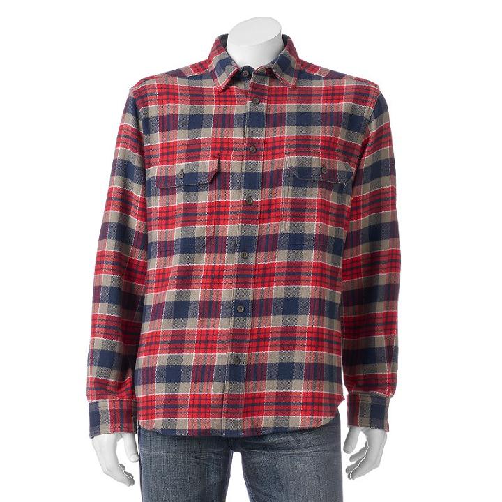 Men's Woolrich Tall Pine Classic-fit Heavyweight Flannel Button-down Shirt, Size: Small, Med Red