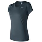 Women's New Balance Accelerate Short Sleeve Tee, Size: Large, Dark Grey