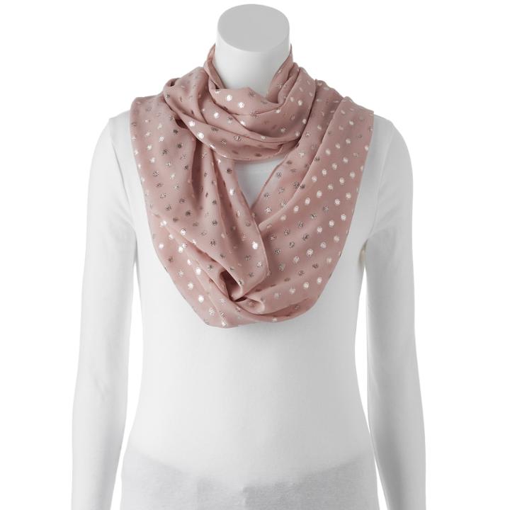 Apt. 9&reg; Lurex Polka-dot Infinity Scarf, Women's, Med Pink