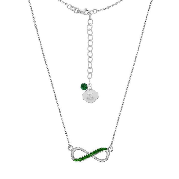 Michigan State Spartans Sterling Silver Crystal Infinity Necklace, Women's, Size: 18, Green