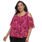 Plus Size Apt. 9&reg; Cross Back Cold Shoulder Top, Women's, Size: 2xl, Dark Pink