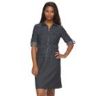 Women's Sharagano Career Denim Shirt Dress, Size: 14, Blue (navy)