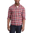 Men's Chaps Slim-fit Performance Flannel Button-down Shirt, Size: Medium, Red