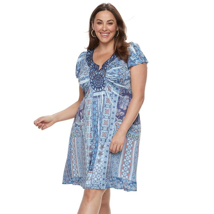 Plus Size World Unity Medallion Dress, Women's, Size: 2xl, Blue