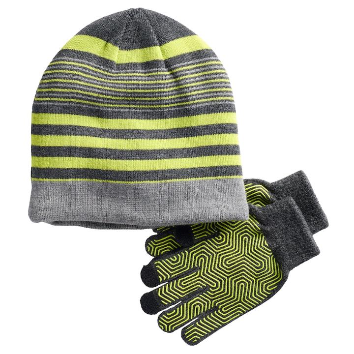 Boys 4-20 Tek Gear&reg; Sherpa-lined Hat & Gloves Set, Brt Green