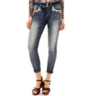 Juniors' Wallflower Luscious Bling Curvy Ankle Jeans, Teens, Size: 0, Purple