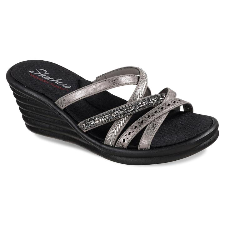 Skechers Rumblers Wave Women's Wedge Sandals, Size: 9, Light Grey
