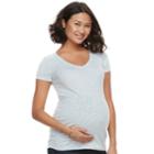 Maternity A:glow Essential Ruched V-neck Tee, Women's, Size: S-mat, Light Blue