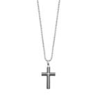 Lynx Men's Black Two Tone Stainless Steel Cross Pendant Necklace, Size: 22